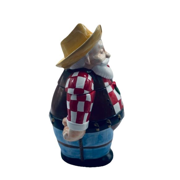 Christmas Musical Cookie Jar Cowboy Santa Claus Plays Jingle Bells Holiday Decor - Picture 3 of 13